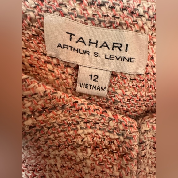 Tahari ASL Metallic Boucle Jacket Light Pink Size 12 - Picture 11 of 12
